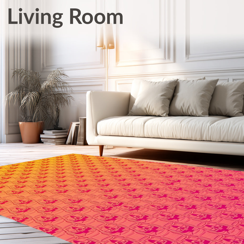 Red Tribal Pattern Gradient Rug