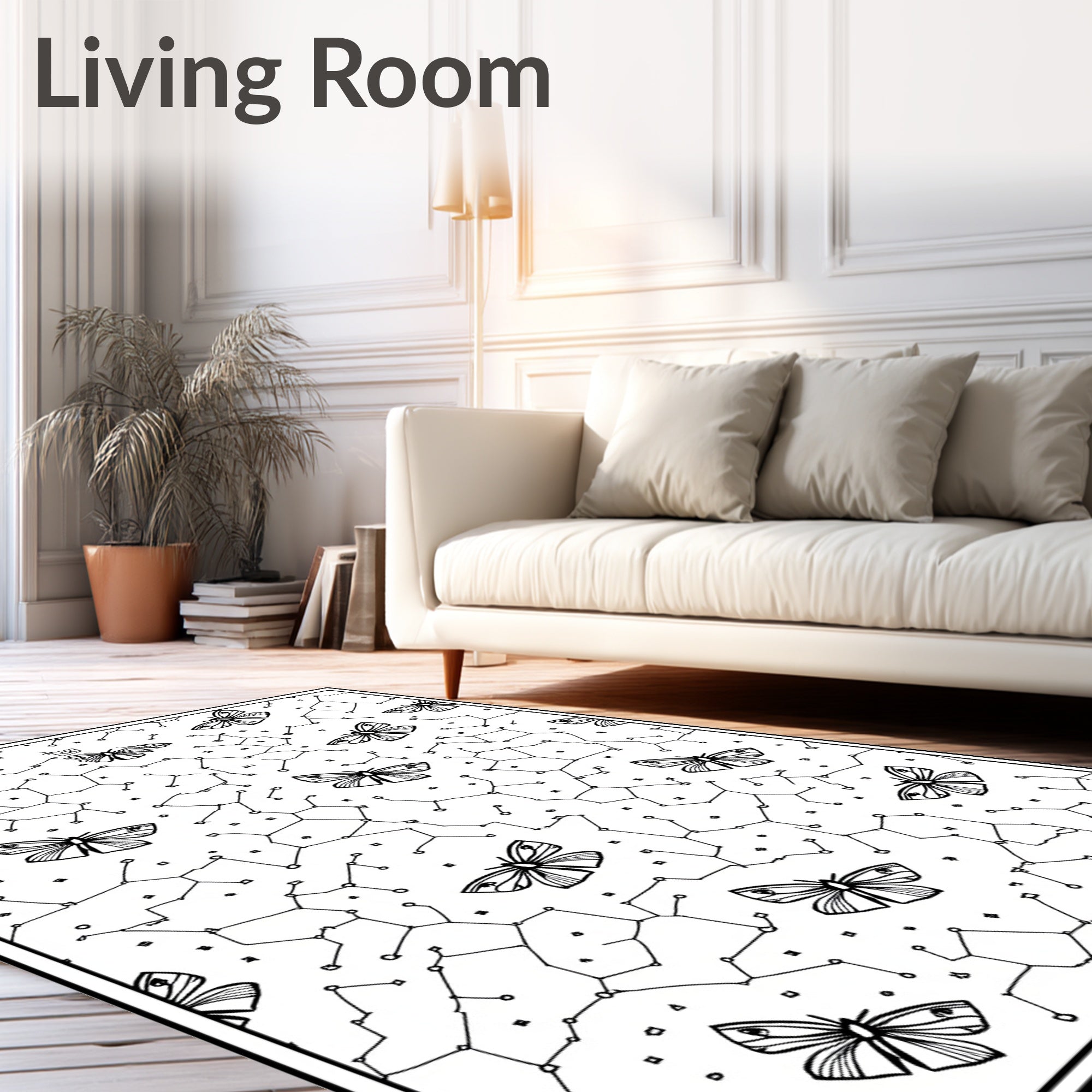 Butterfly And Constellation Pattern Rug