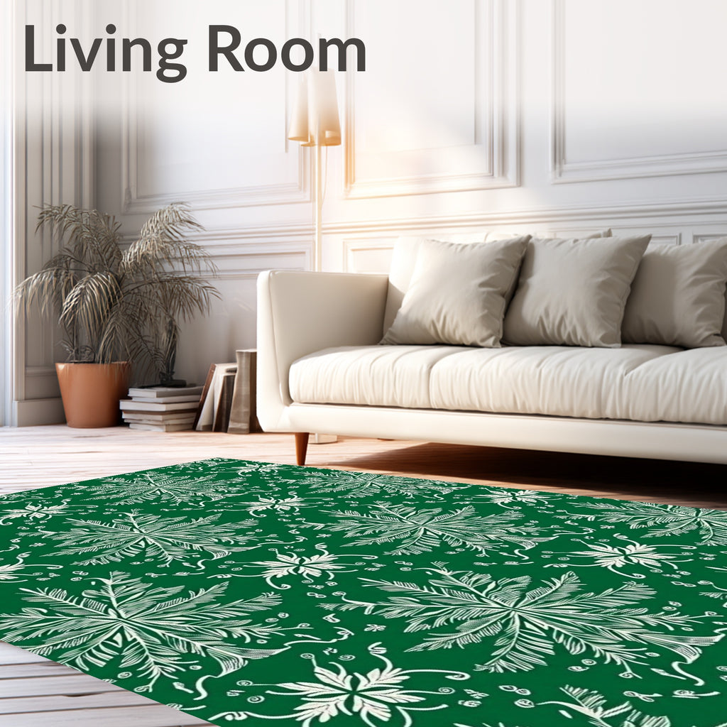 Intricate Fern Scroll Print Design Rug
