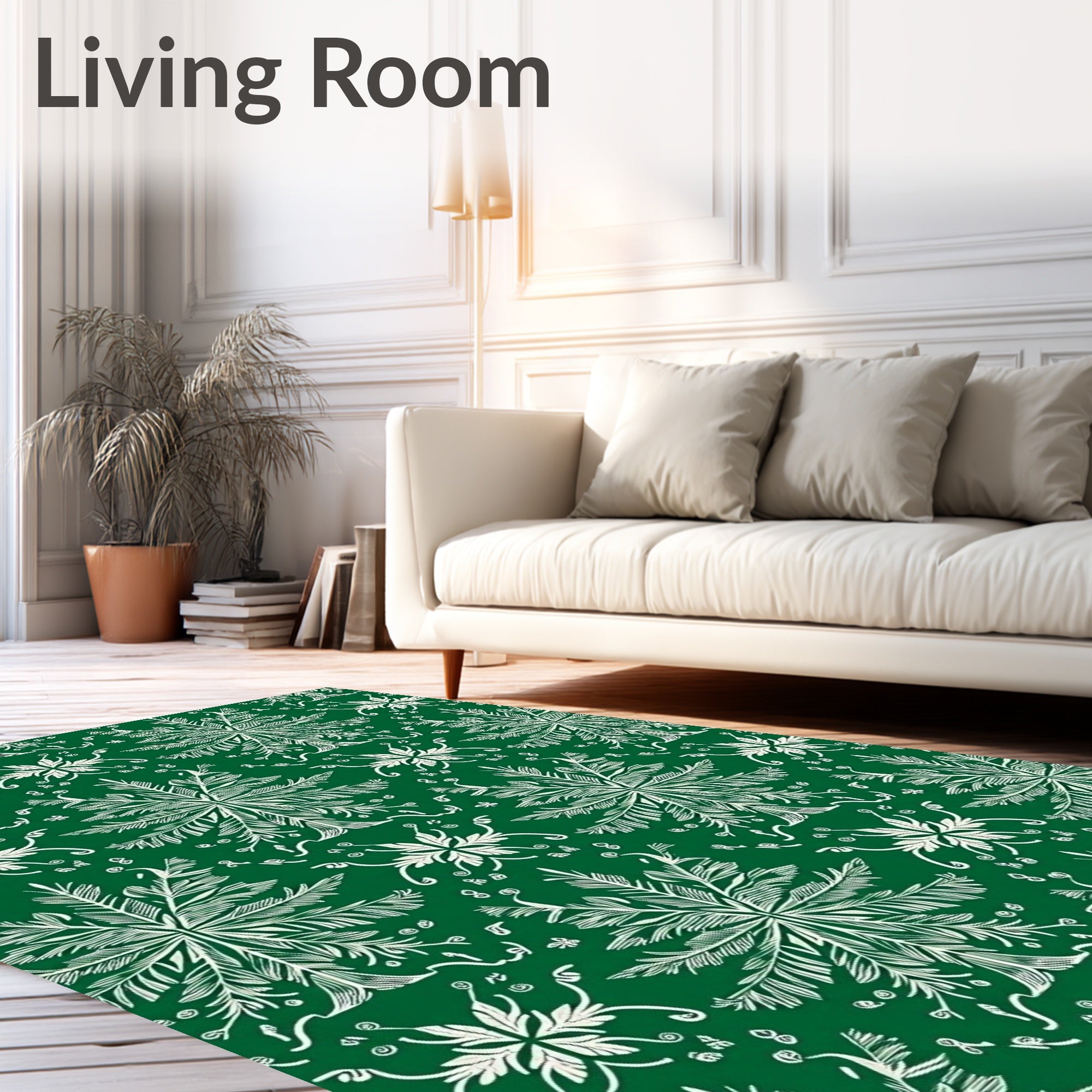 Intricate Fern Scroll Print Design Rug