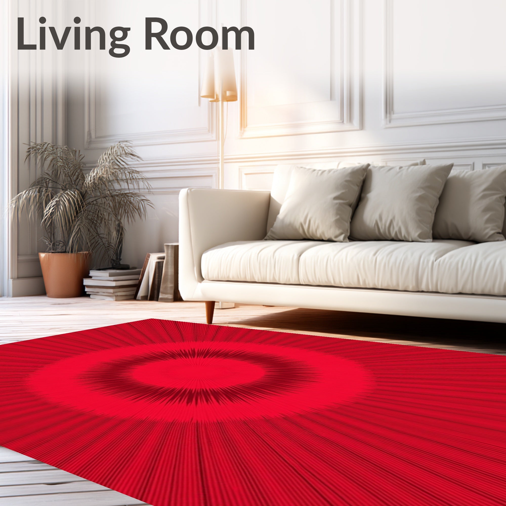 Concentric Red Line Pattern Rug