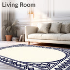 Classic Blue Cream Geometric Pattern Rug