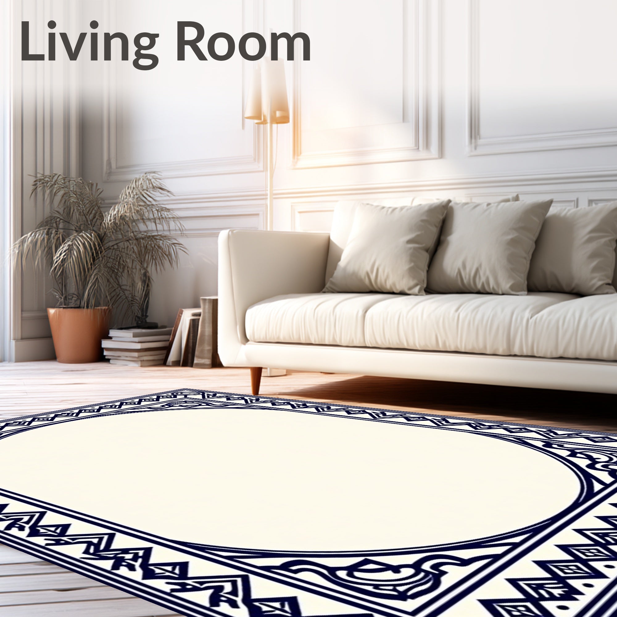 Classic Blue Cream Geometric Pattern Rug