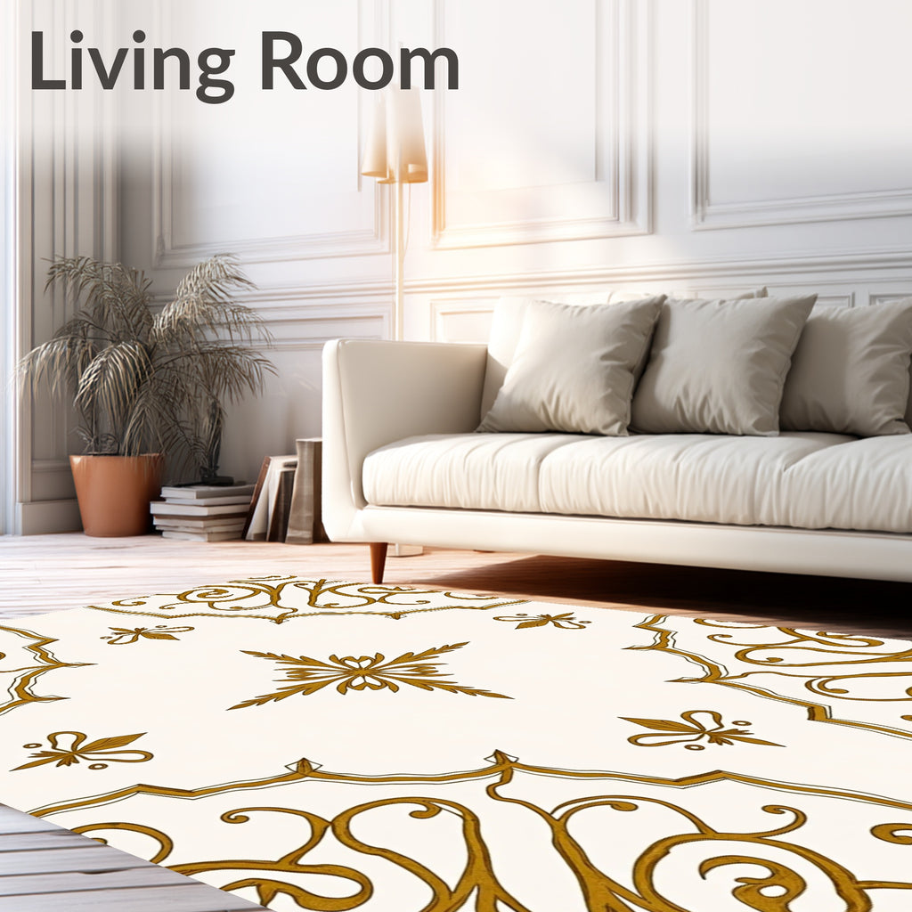 Gold Filigree Classic Scrollwork Pattern Rug
