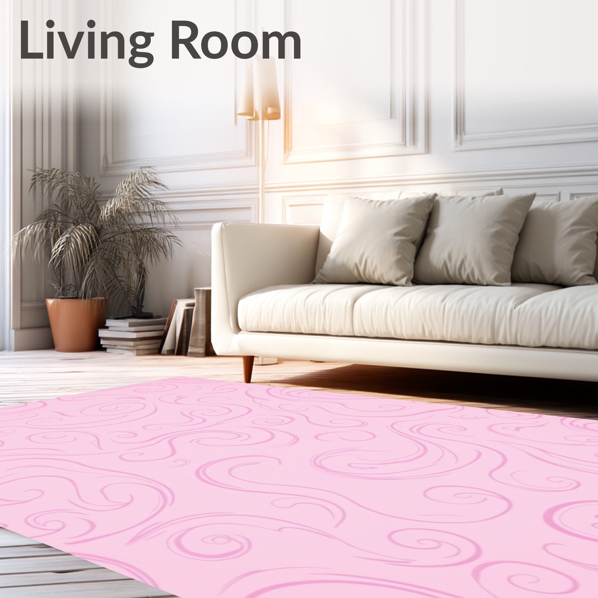 Soft Pink Swirl Pattern Design Rug