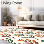 Autumnal Botanical Floral Pattern Rug