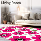 Bold Daisy Patterned Pink Rug