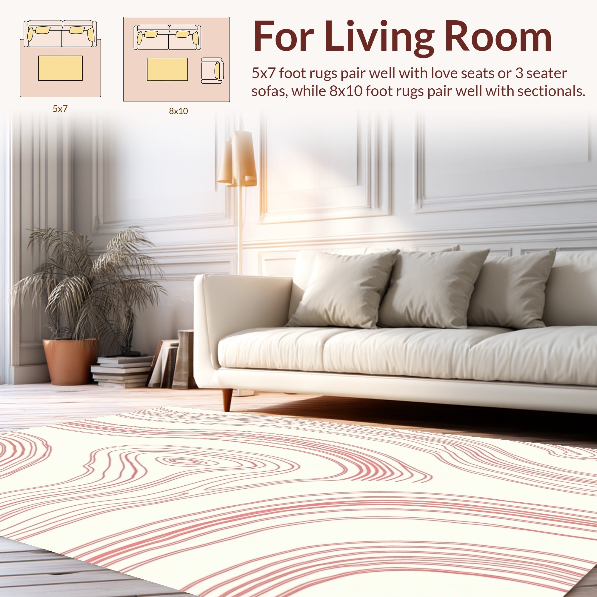 Coral Swirl Continuous Line Design Rug