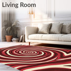 Red Cream Swirl Abstract Pattern Rug