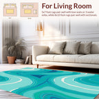 Abstract Teal Swirl Marble Pattern Rug