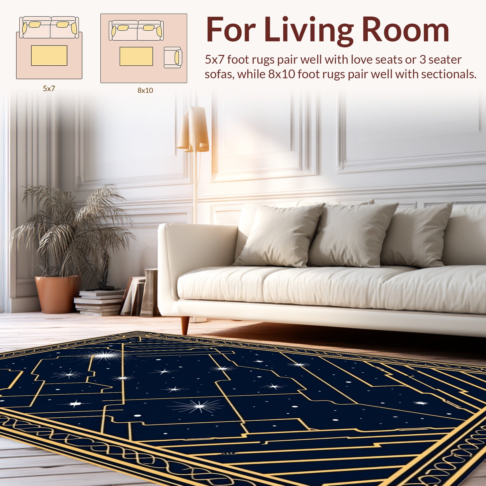 Art Deco Celestial Starburst Pattern Rug