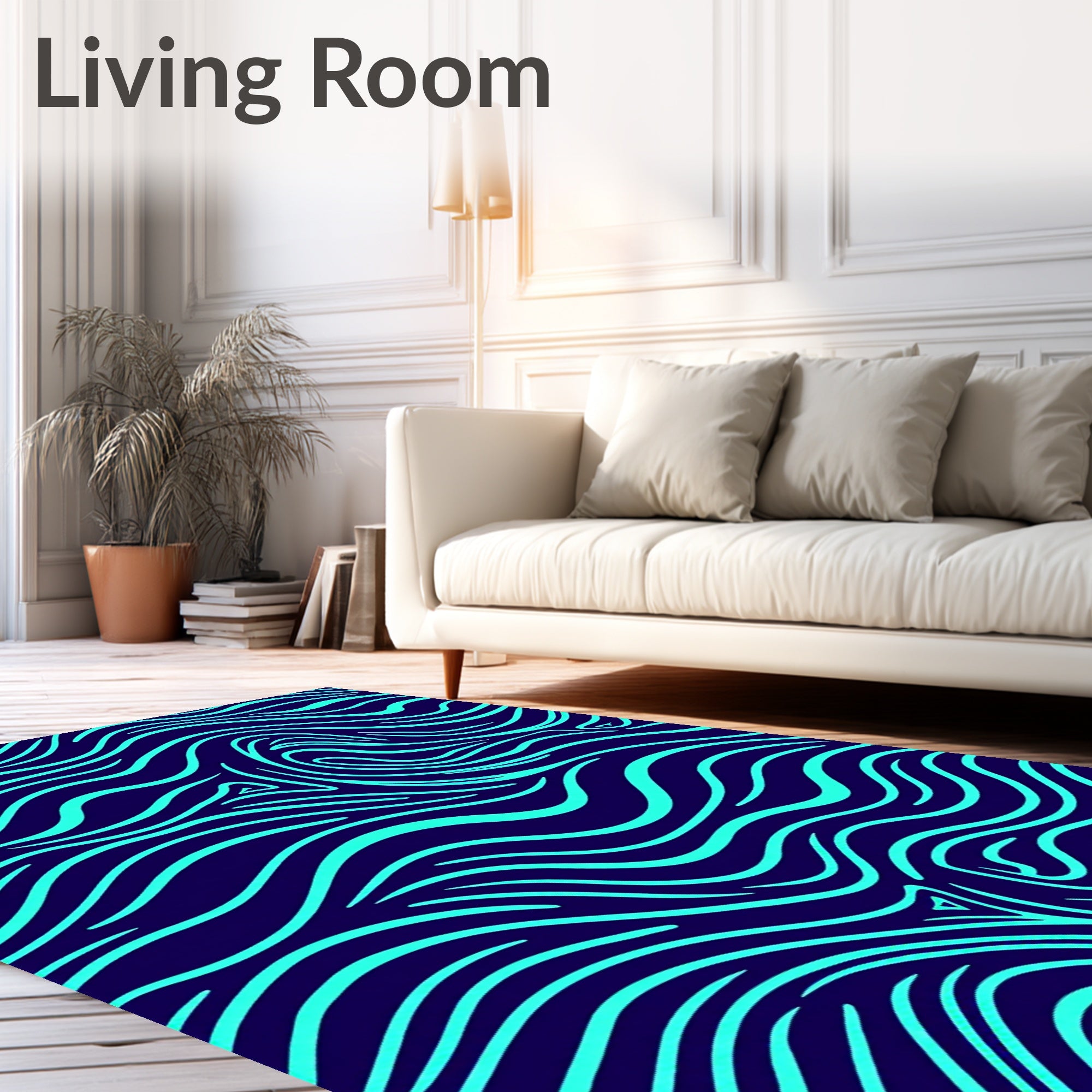 Electric Blue Swirl Pattern Rug