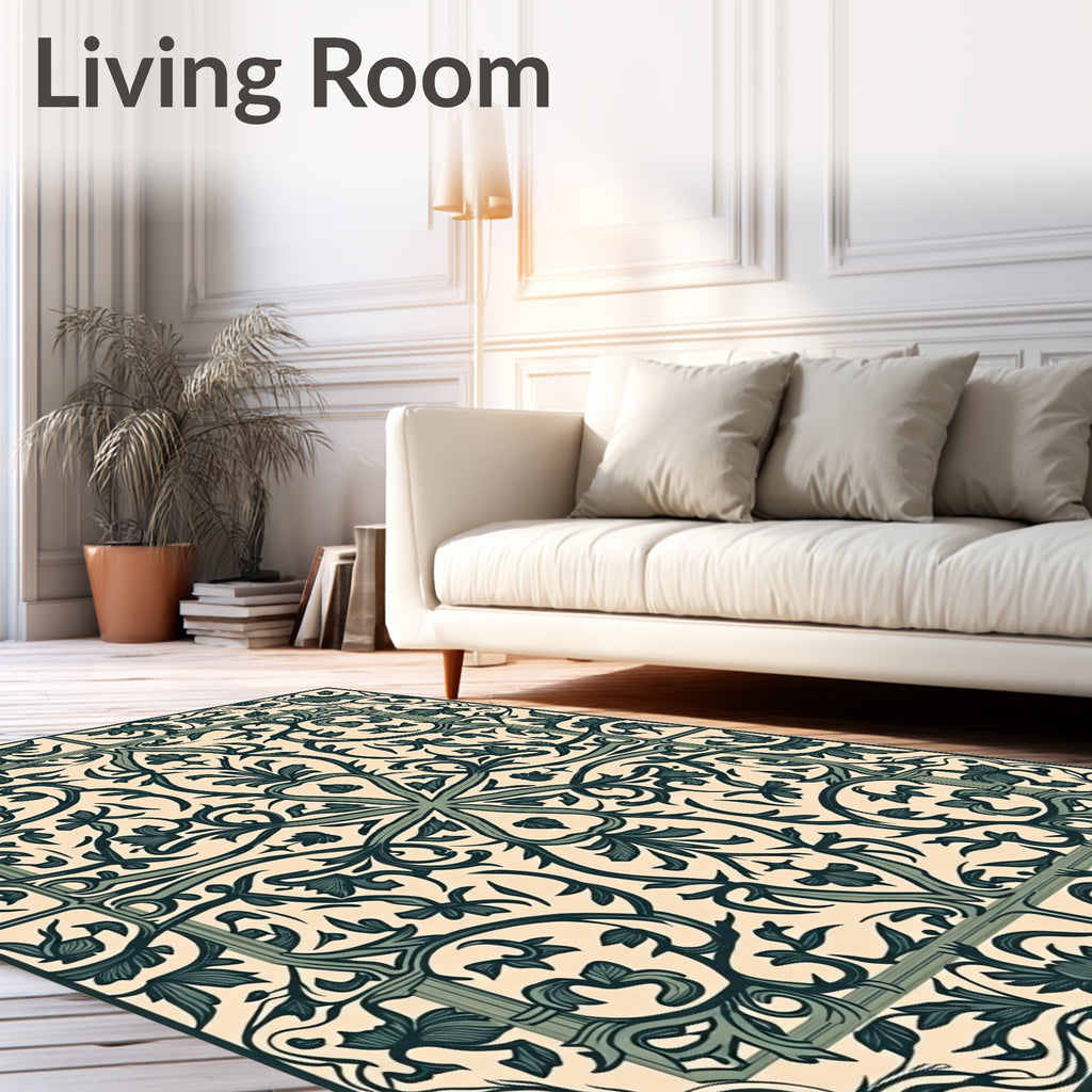 Classic Floral Vine Detailed Pattern Rug
