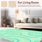 Teal Swirling Fluid Waves Rug