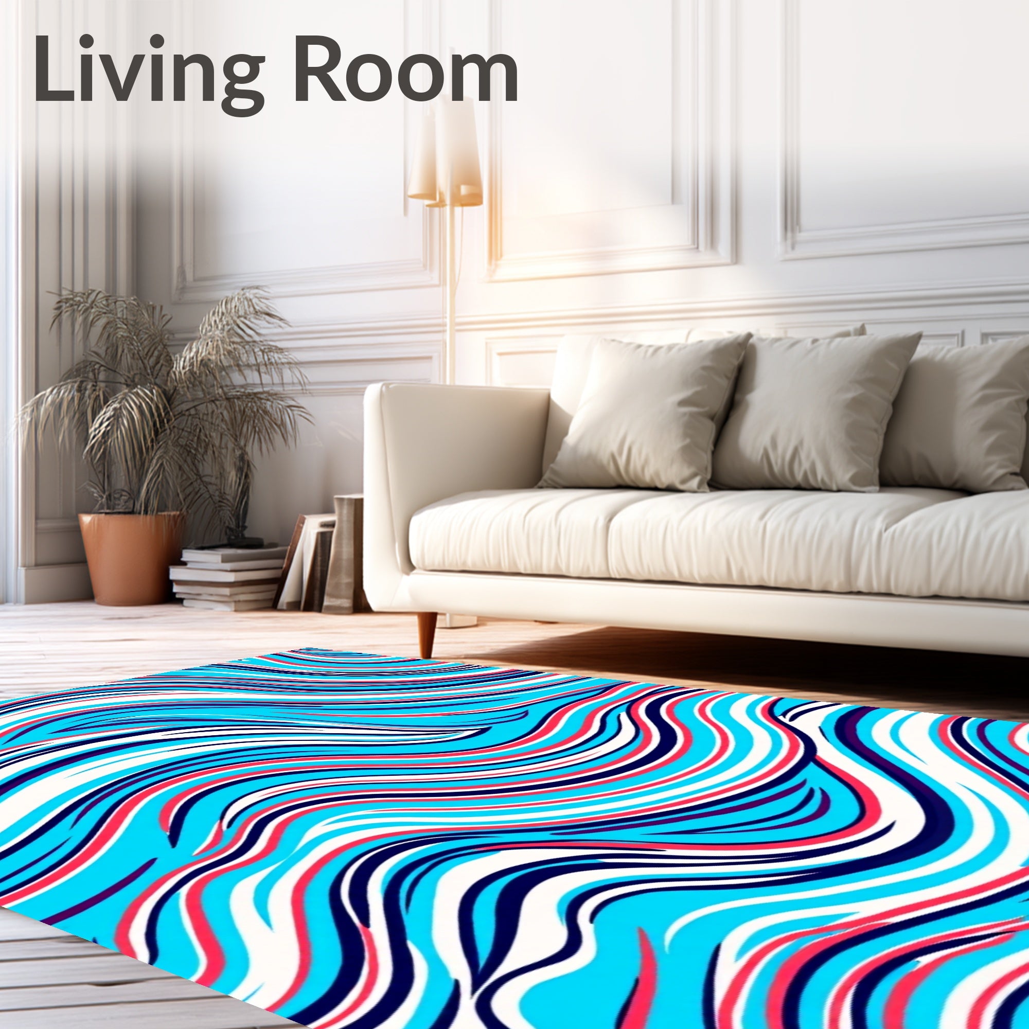 Abstract Aqua Swirl Pattern Design Rug