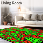 Abstract Geometric Squares Neon Pattern Rug