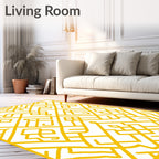 Yellow Geometric Labyrinth Pattern Rug