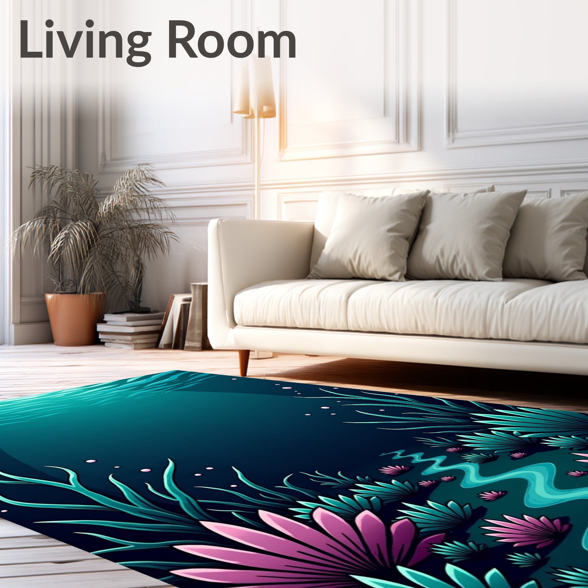 Oceanic River Fantasy Flora Design Rug