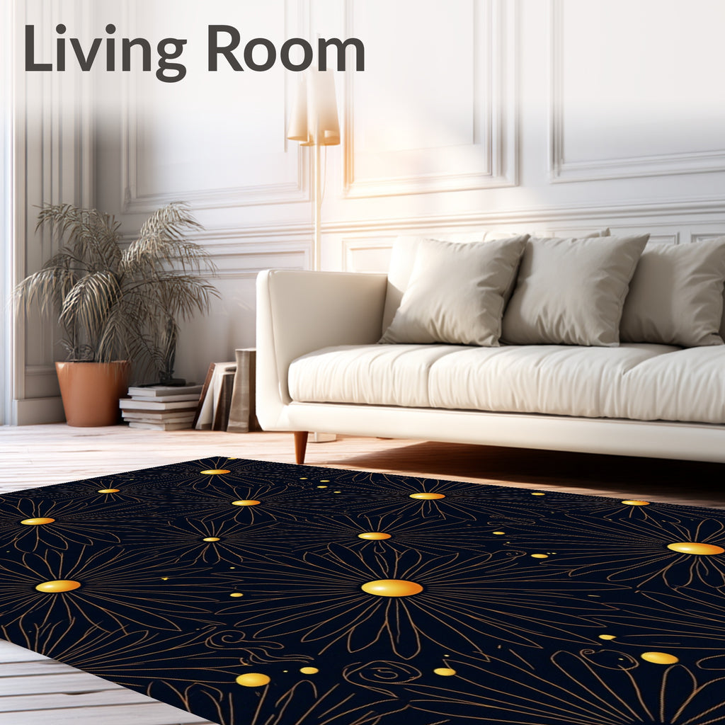 Dark Floral Sunburst Arrangement Rug