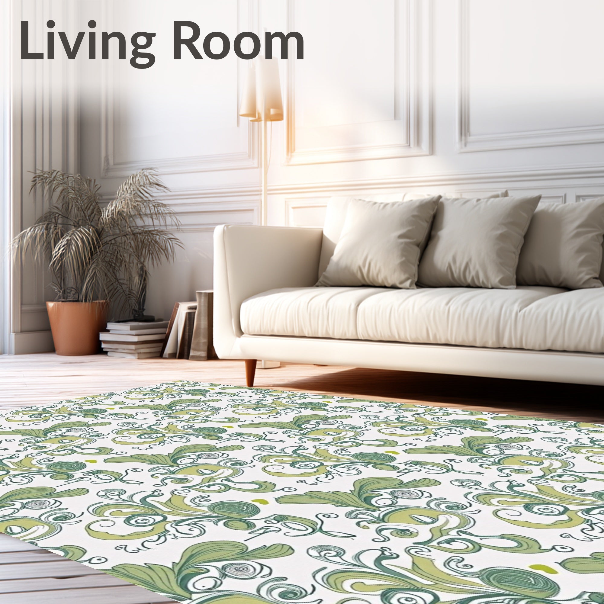 Leafy Swirl Abatract Nature Pattern Rug