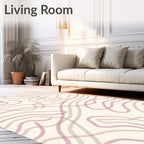 Soft Pink and Cream Wavy Lines Rug