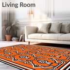 Bold Orange Geometric Symmetry Rug