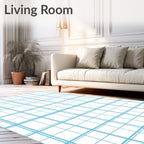 Classic Blue Grid Pattern Rug