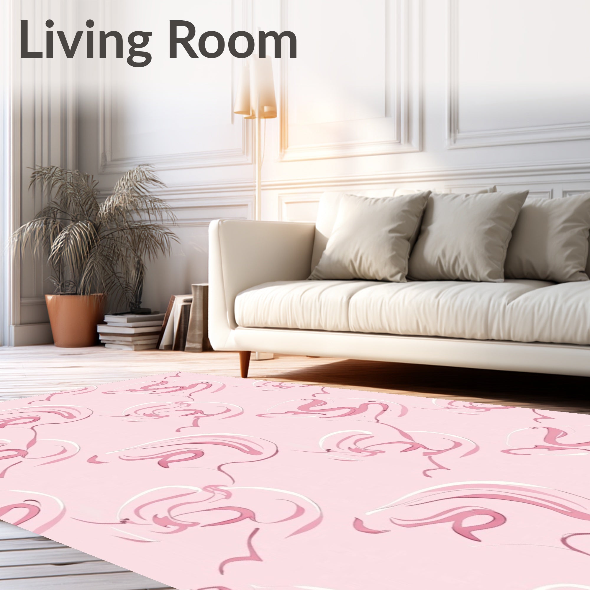 Pink Abstract Swirls Pattern Rug