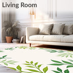Green Leafy Branch Pattern Rug