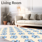 Light Blue Floral Sketch Pattern Rug