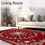 Ornate Red White Mandala Design Rug