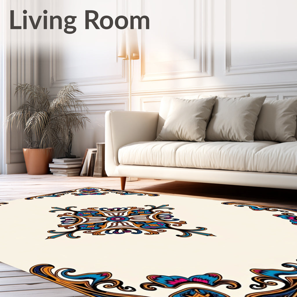 Vintage Floral Inspired Geometric Rug