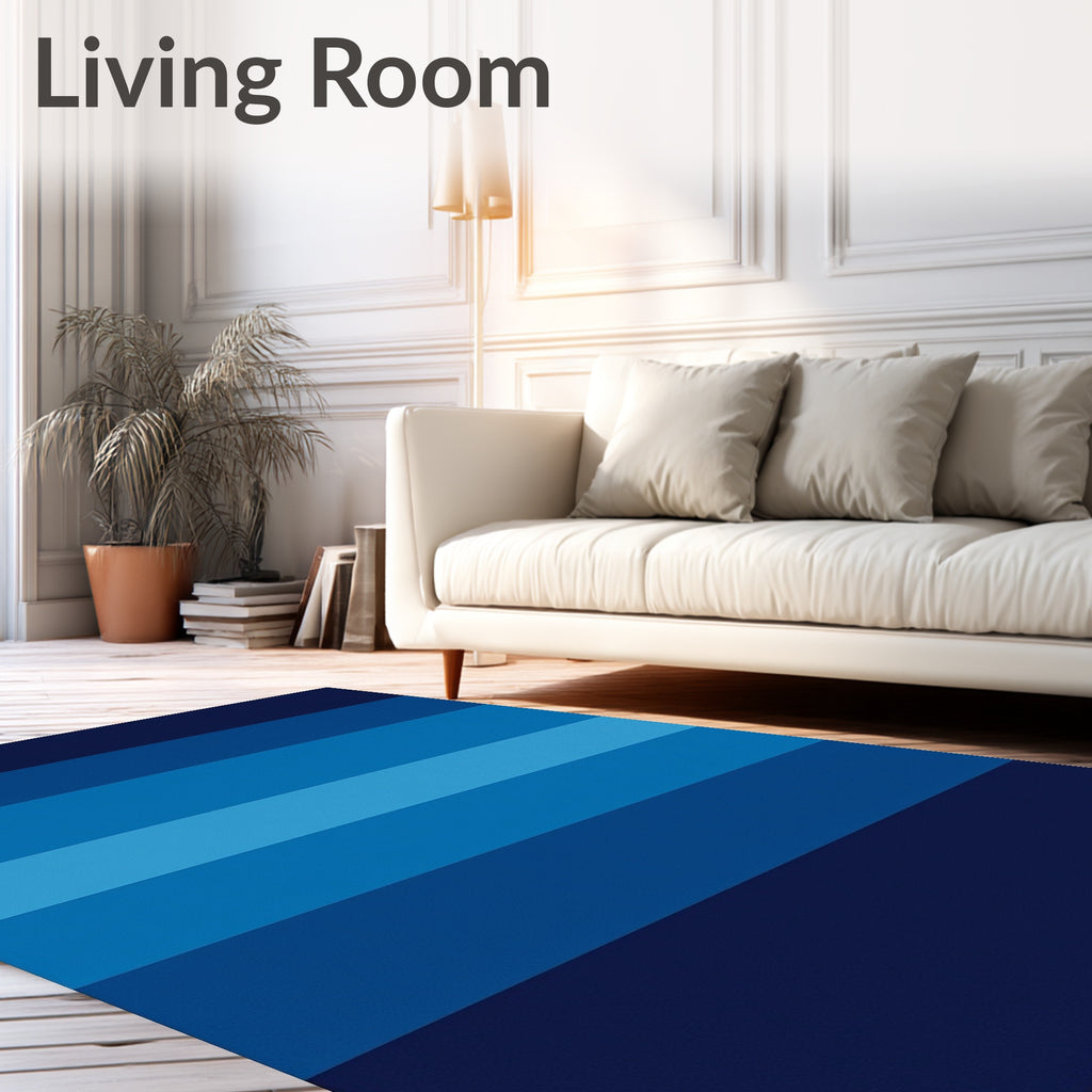 Gradient Blue Striped Modern Design Rug