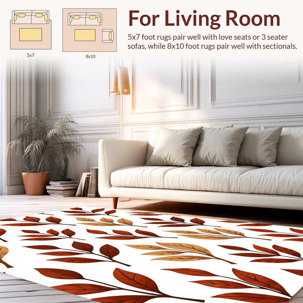 Autumn Leaf Branch Pattern Rug