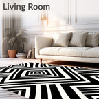 Sharp Black White Geometric Pattern Rug