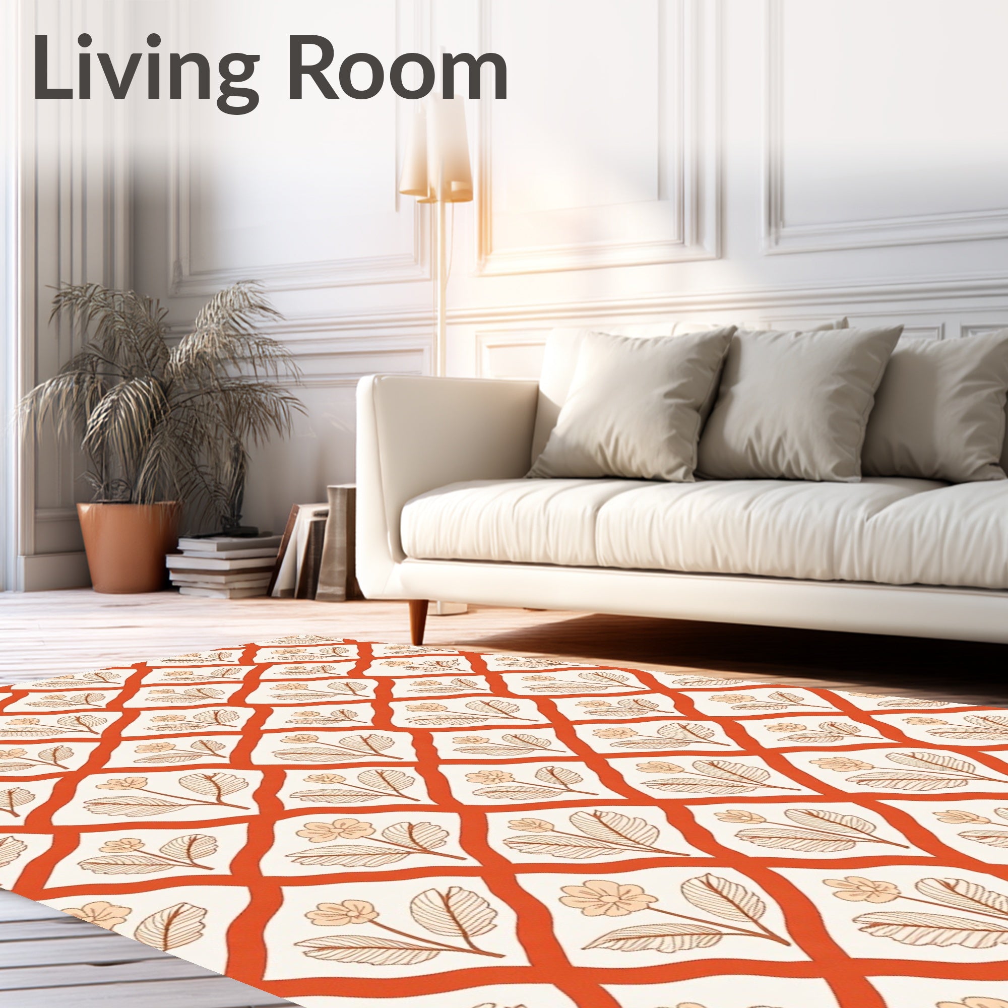 Retro Floral Lattice Pattern Rug