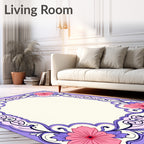 Floral Swirl Pastel Vintage Frame Design Rug