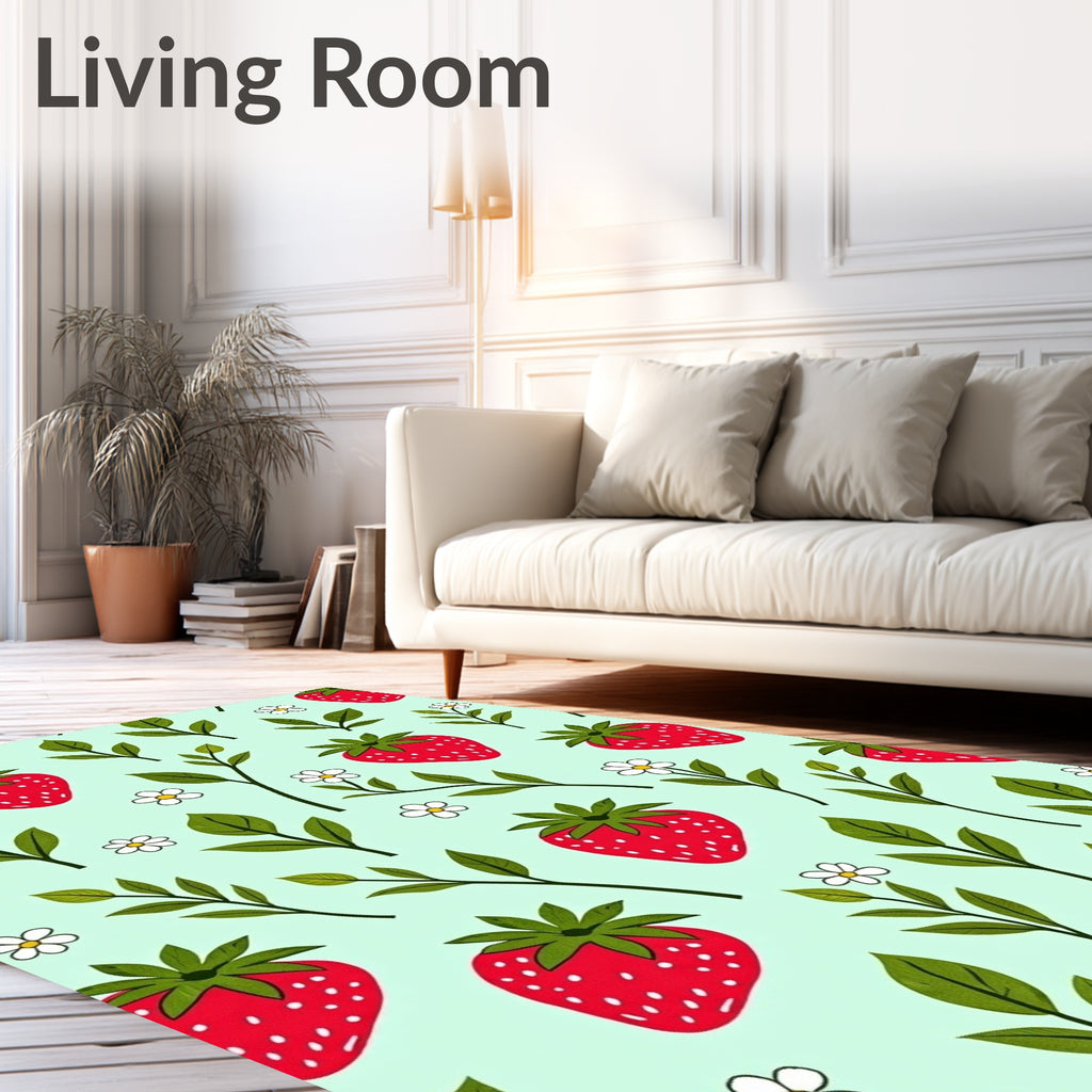 Whimsical Strawberry Garden Pattern Rug