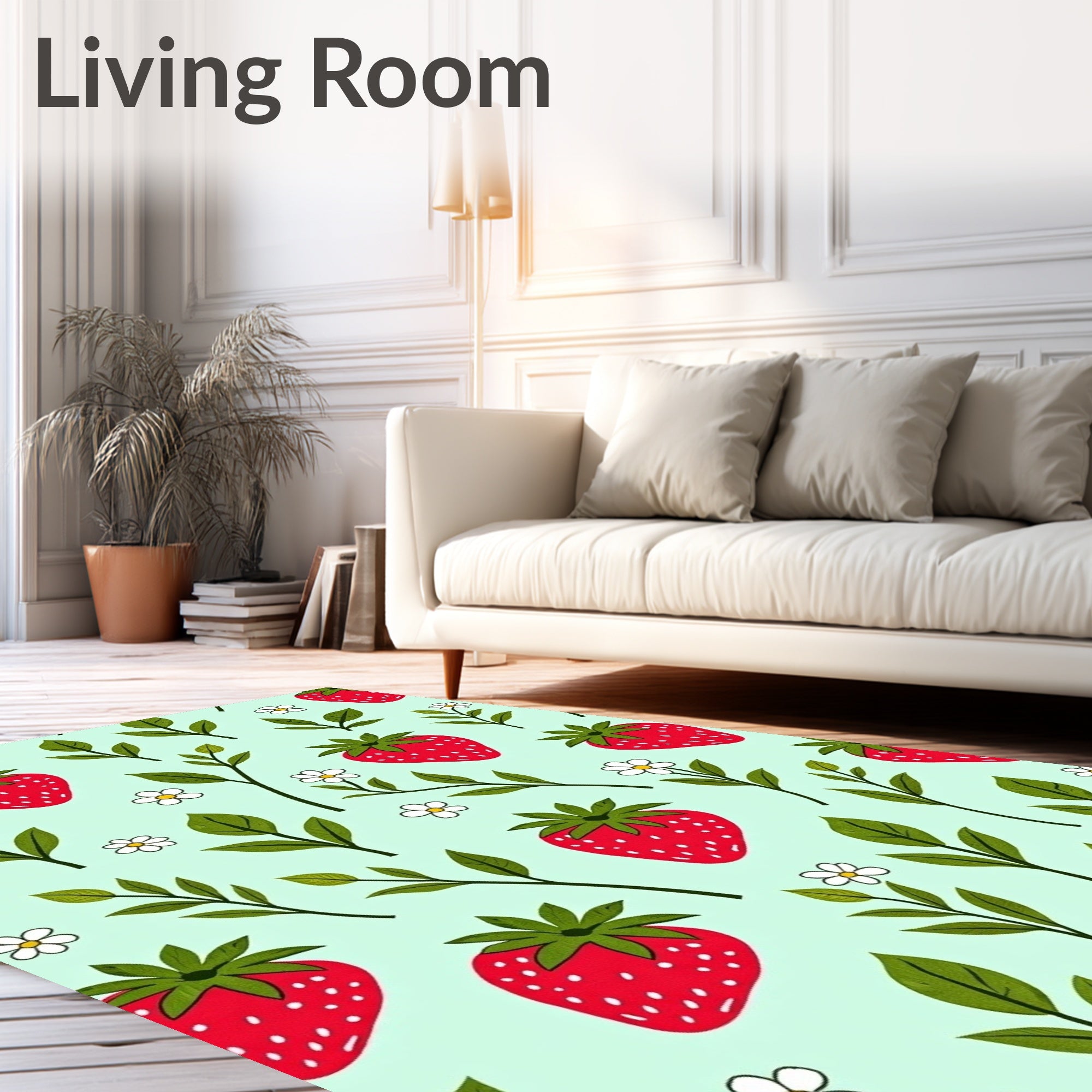 Whimsical Strawberry Garden Pattern Rug