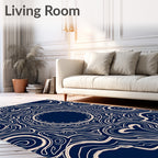 Navy Cream Abstract Swirl Pattern Rug