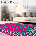 Whimsical Green Tentacles Pink Pattern Rug