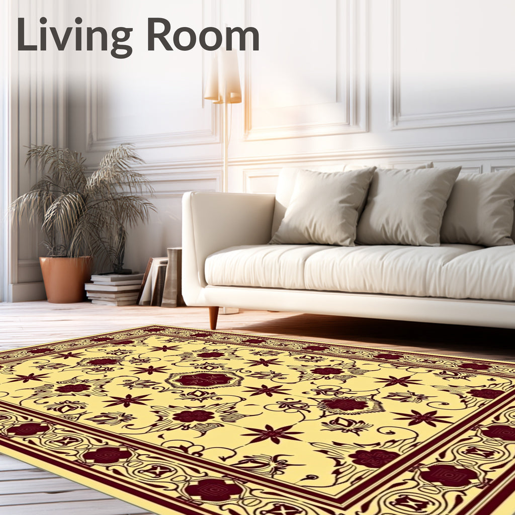 Rich Cream Floral Medallion Pattern Rug