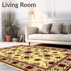 Rich Cream Floral Medallion Pattern Rug