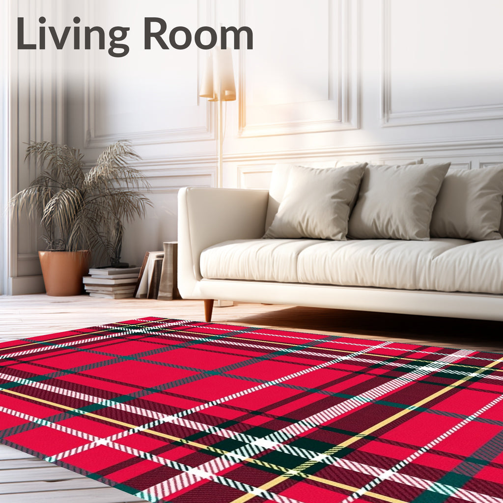 Classic Red Plaid Tartan Pattern Rug