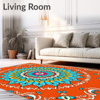 Vibrant Floral Mandala Pattern Rug