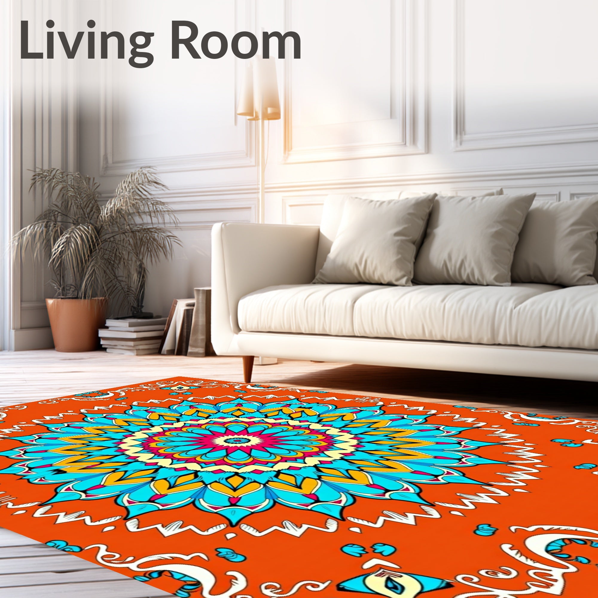 Vibrant Floral Mandala Pattern Rug
