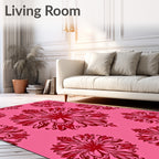 Crimson Floral Swirl Pattern Rug