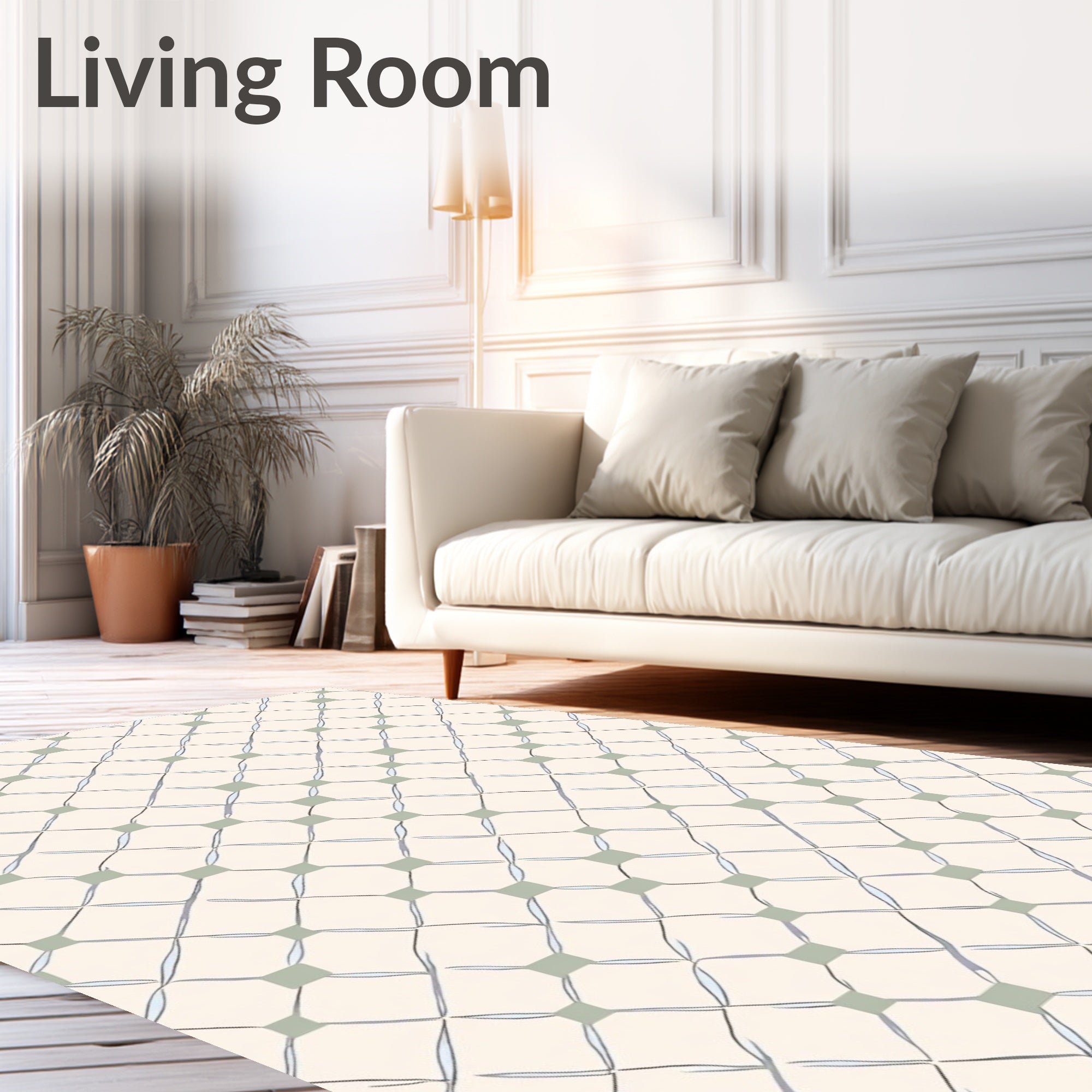 Chic Grid Pattern with Sage Accents Rug