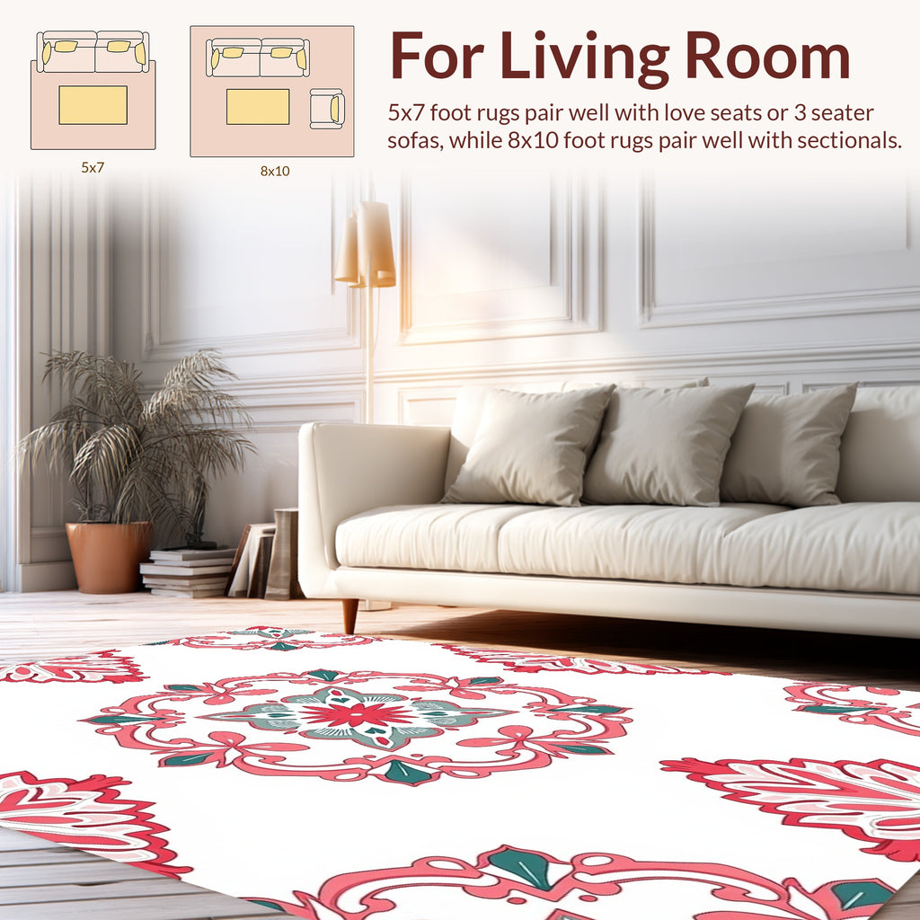 Ornate Medallion Floral Pattern Rug