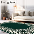Ornate Ivory Scroll Pattern Rug